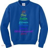 Funny Eat Sleep Audition Rehearse Freak Out Kill It Repeat Gift Kids Sweatshirt thumb 0