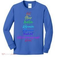 Funny Eat Sleep Audition Rehearse Freak Out Kill It Repeat Gift Kids Long Sleeve Shirt thumb 0