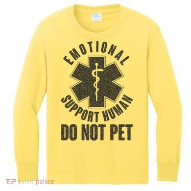 Funny Emotional Support Human Do Not Pet Kids Long Sleeve Shirt