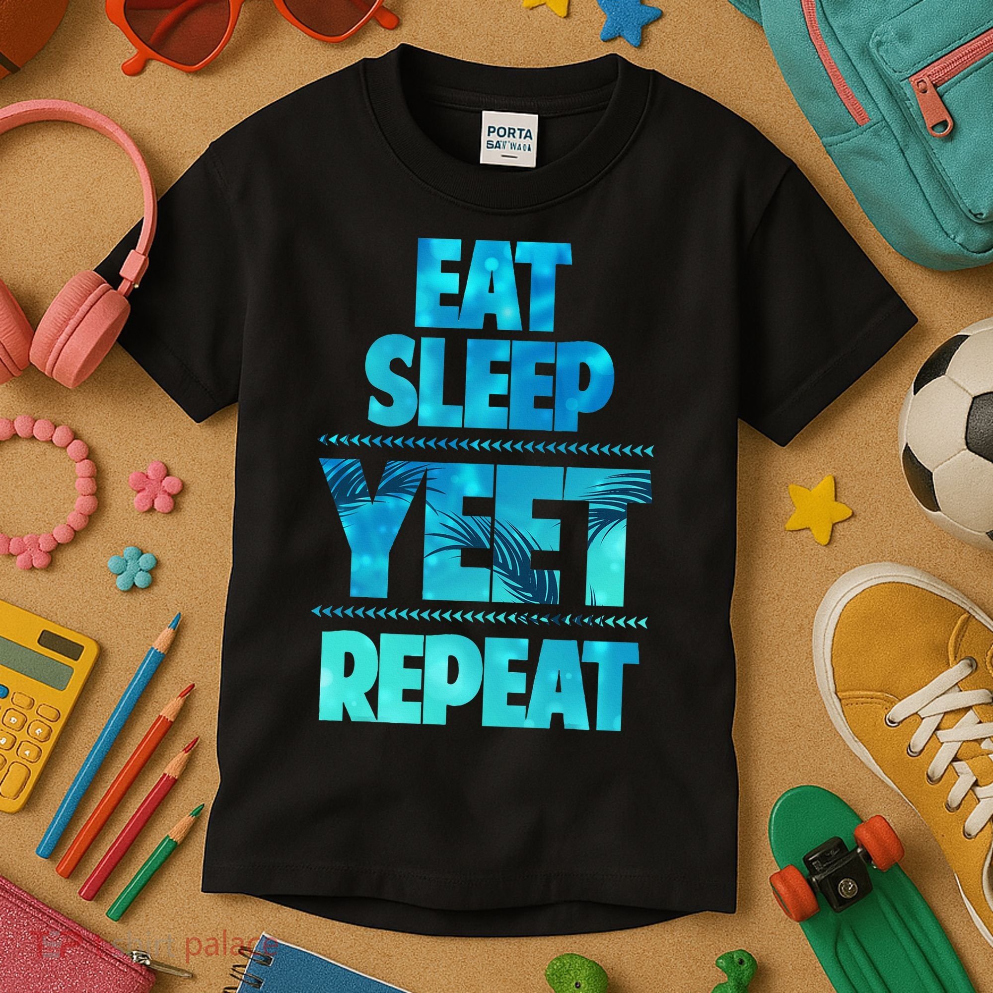 Funny Eat Sleep Yeet Repeat Kids T-Shirt