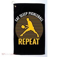 Funny Eat Sleep Pickleball Repeat Sport Gift Pickleball Player Golf Towel thumb 0