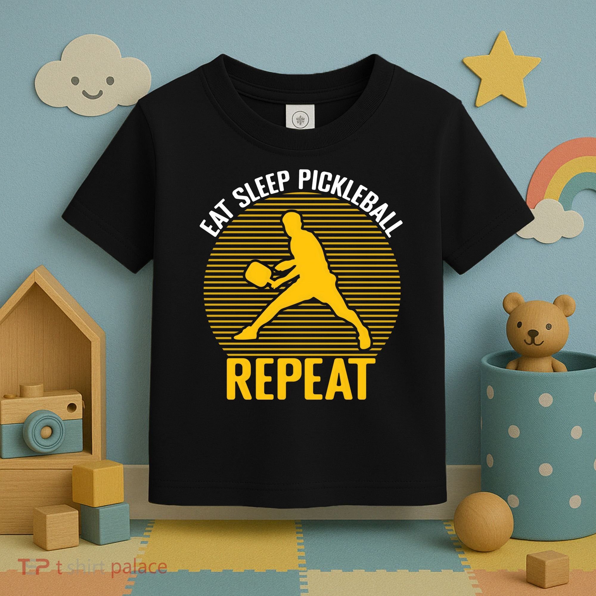 Funny Eat Sleep Pickleball Repeat Sport Gift Pickleball Player Toddler T-Shirt