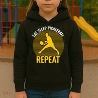 Funny Eat Sleep Pickleball Repeat Sport Gift Pickleball Player Kids Hoodie thumb 3