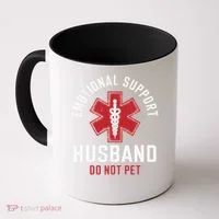 Funny Emotional Support Husband Do Not Pet Coffee Mug thumb 0