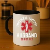 Funny Emotional Support Husband Do Not Pet Coffee Mug thumb 4