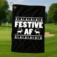 Festive AF Christmas Golf Towel thumb 1