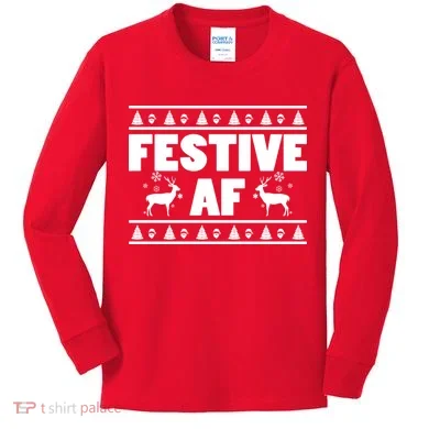 Festive AF Christmas Kids Long Sleeve Shirt