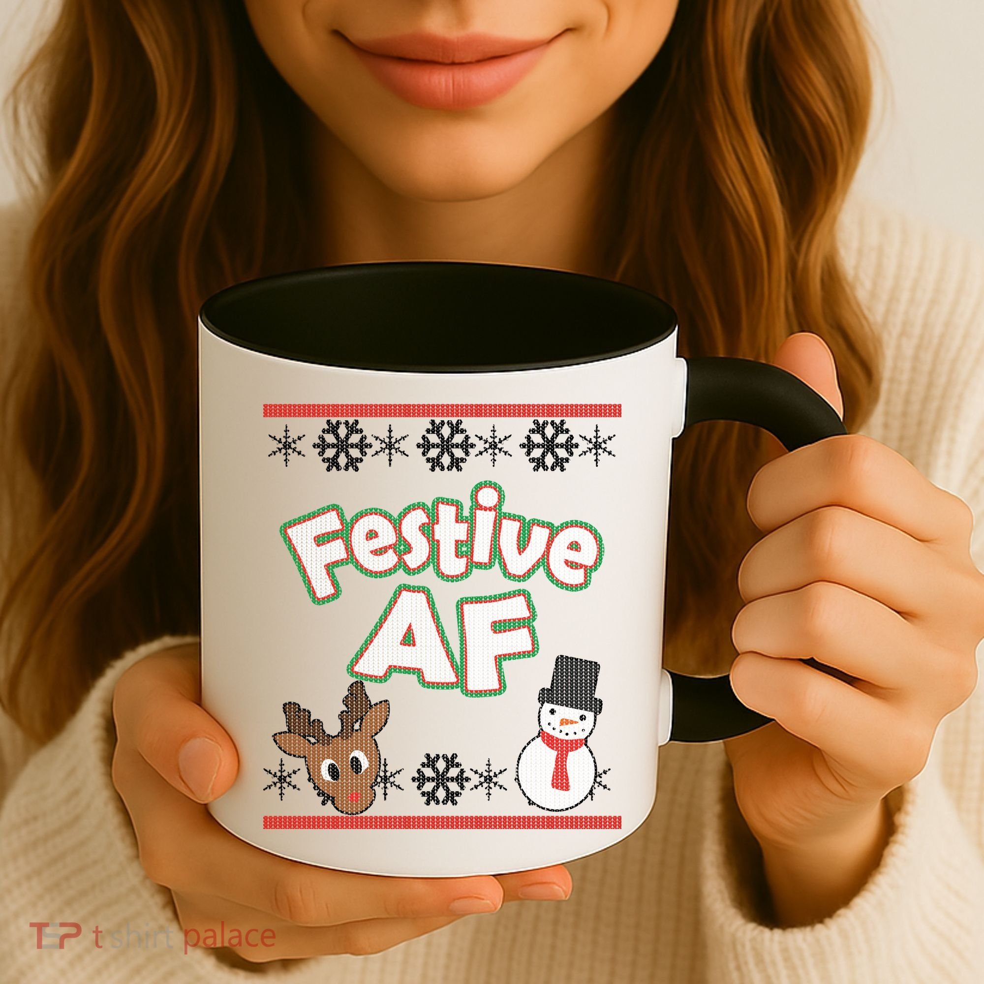 Festive AF Ugly Christmas Sweater Coffee Mug