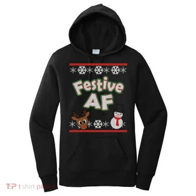 Festive AF Ugly Christmas Sweater Women's Hoodie