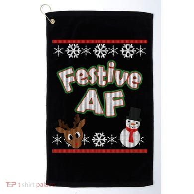 Festive AF Ugly Christmas Sweater Golf Towel