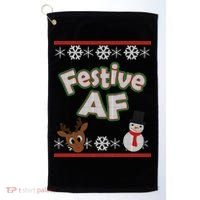 Festive AF Ugly Christmas Sweater Golf Towel thumb 0