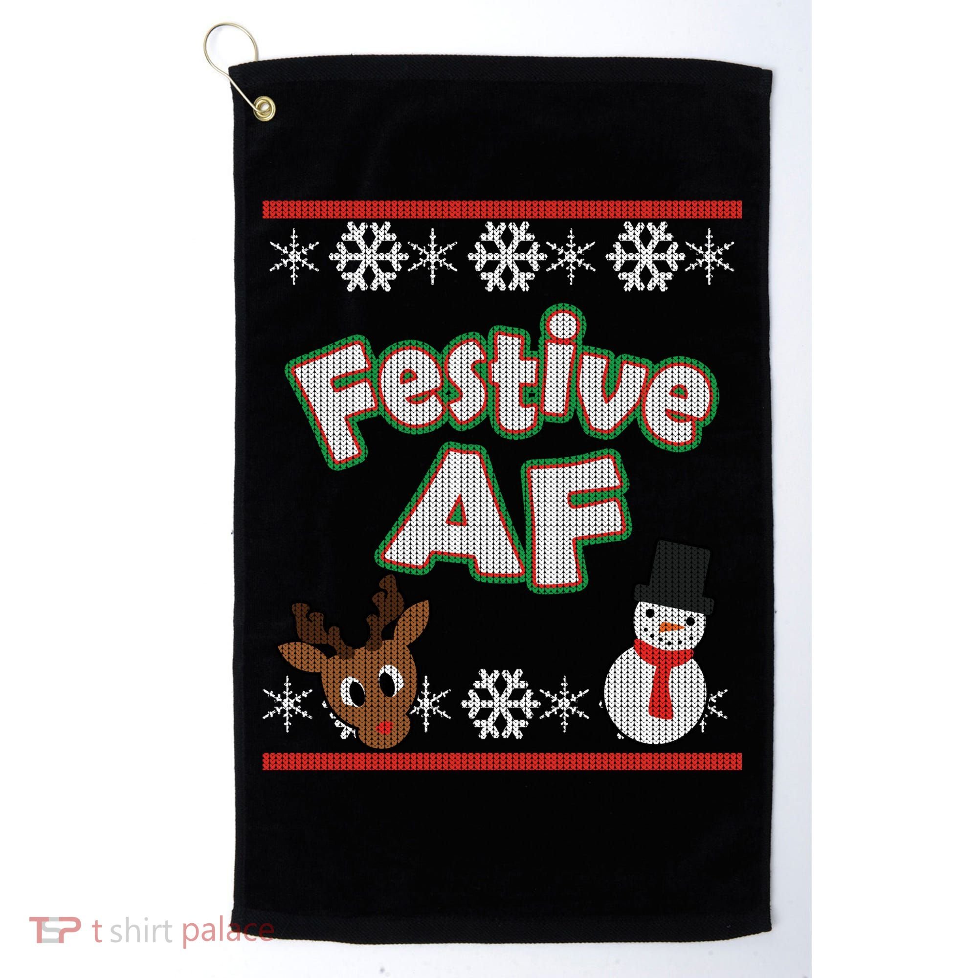 Festive AF Ugly Christmas Sweater Golf Towel