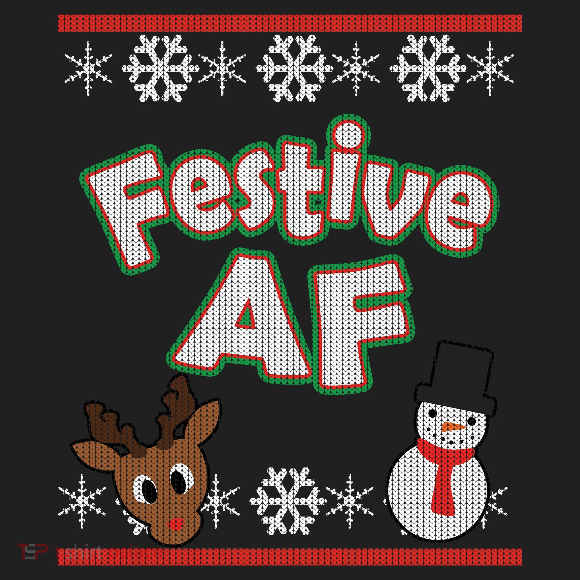 Festive AF Ugly Christmas Sweater Golf Towel