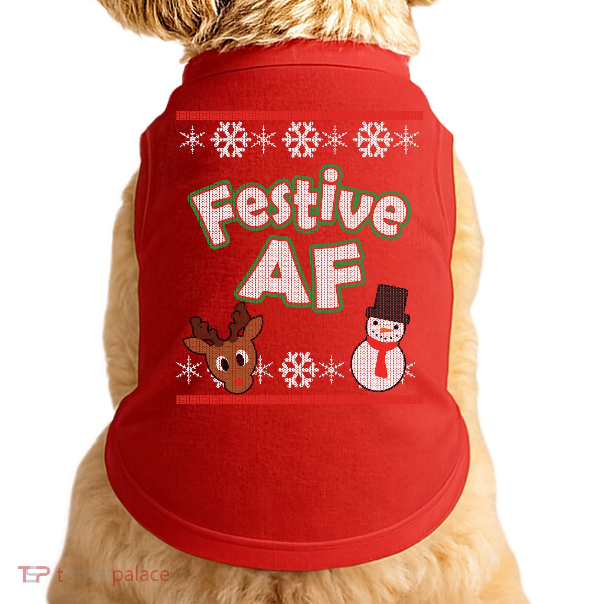 Festive AF Ugly Christmas Sweater Doggie Tank