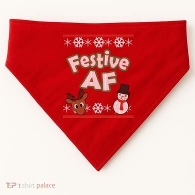 Festive AF Ugly Christmas Sweater USA-Made Doggie Bandana