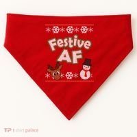 Festive AF Ugly Christmas Sweater USA-Made Doggie Bandana thumb 0