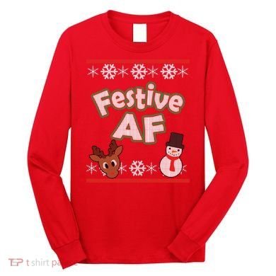 Festive AF Ugly Christmas Sweater Long Sleeve Shirt