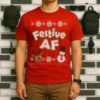 Festive AF Ugly Christmas Sweater T-Shirt thumb 6