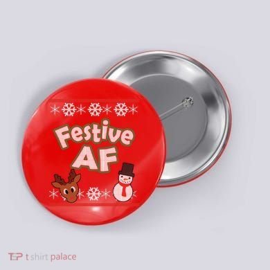 Festive AF Ugly Christmas Sweater Button