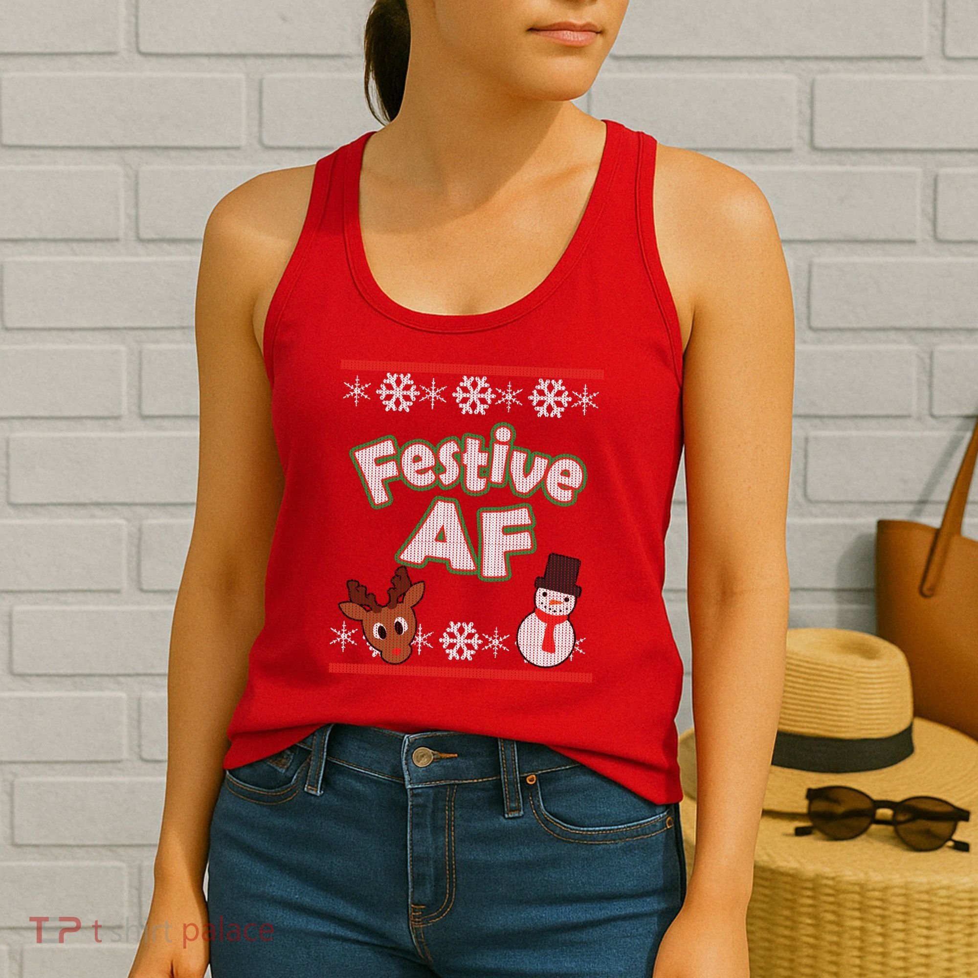 Festive AF Ugly Christmas Sweater Women's Tank Top