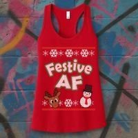 Festive AF Ugly Christmas Sweater Women's Tank Top thumb 3