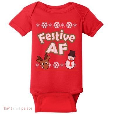 Festive AF Ugly Christmas Sweater Baby Bodysuit