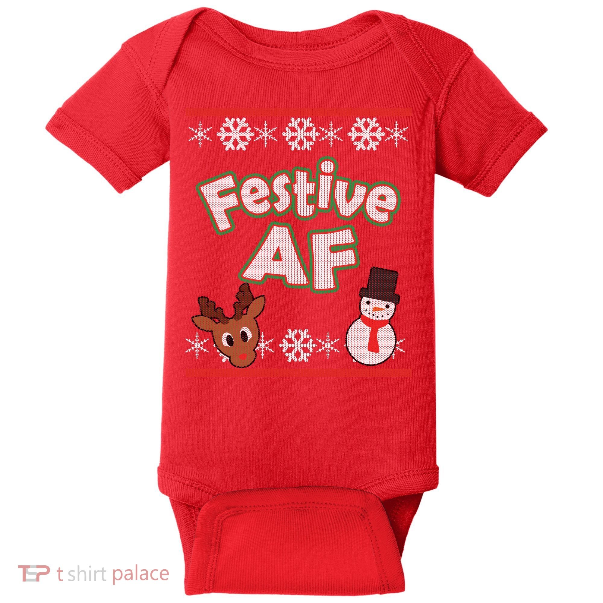 Festive AF Ugly Christmas Sweater Baby Bodysuit