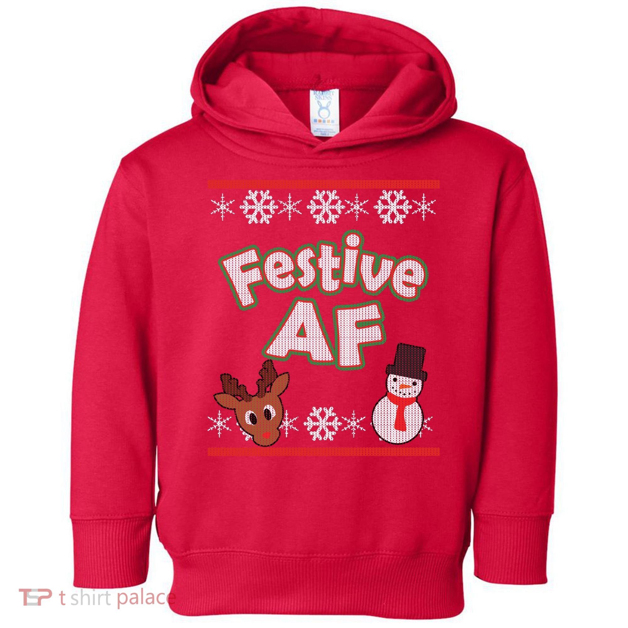 Festive AF Ugly Christmas Sweater Toddler Hoodie
