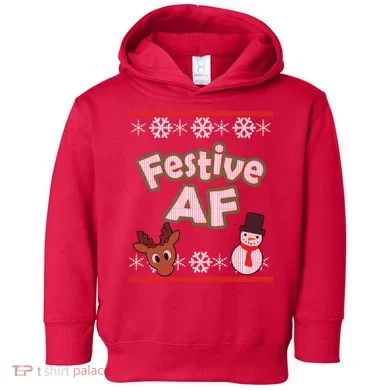 Festive AF Ugly Christmas Sweater Toddler Hoodie