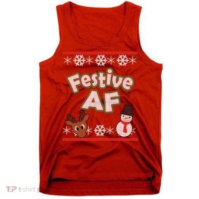 Festive AF Ugly Christmas Sweater Tank Top