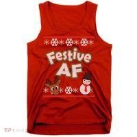 Festive AF Ugly Christmas Sweater Tank Top thumb 0