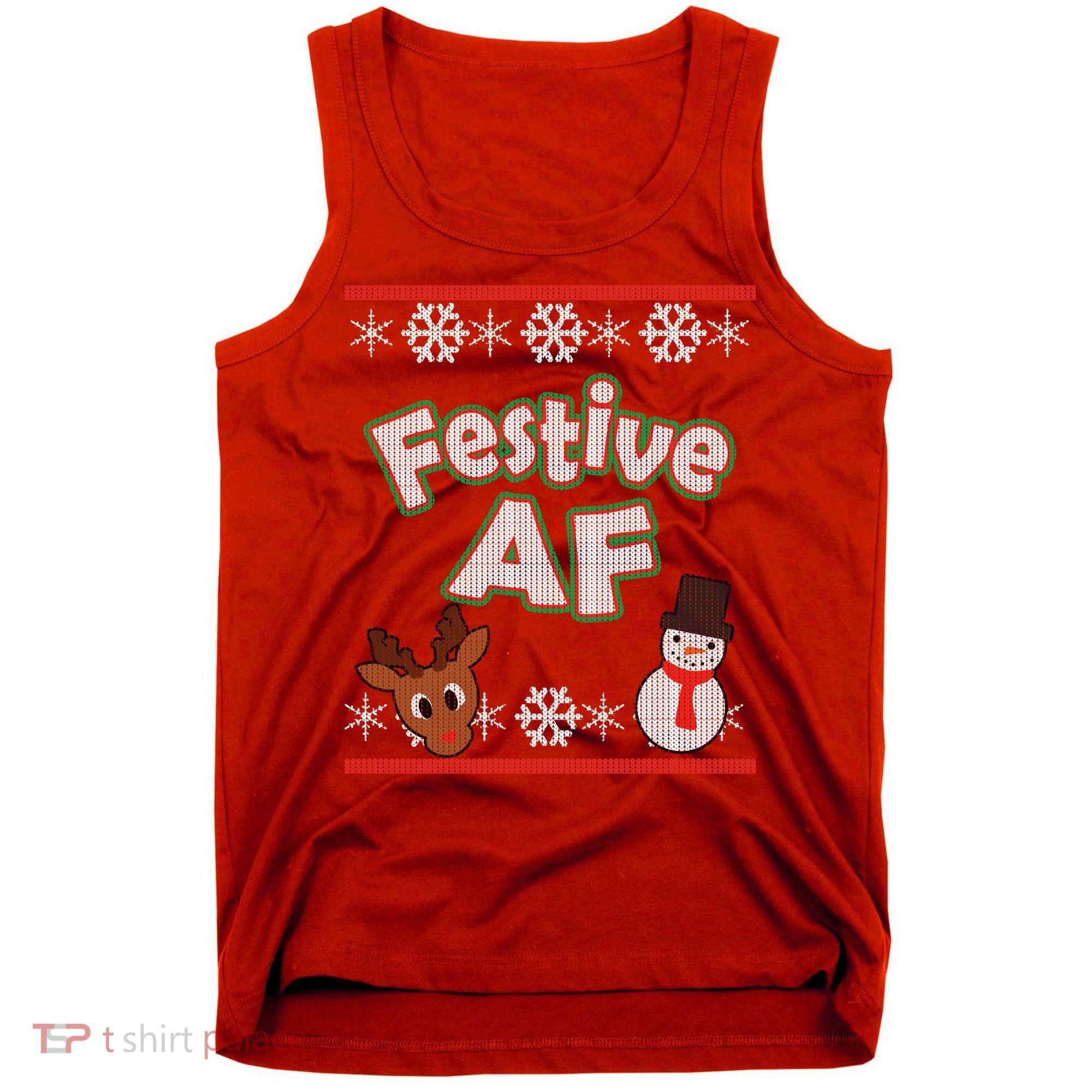 Festive AF Ugly Christmas Sweater Tank Top