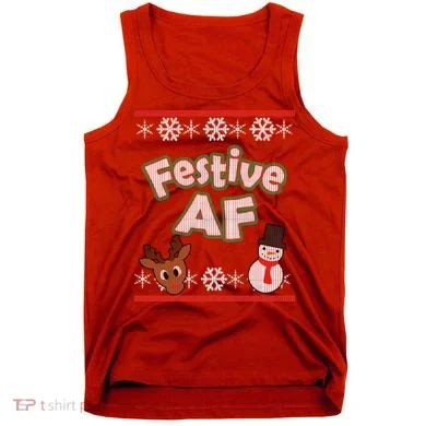 Festive AF Ugly Christmas Sweater Tank Top