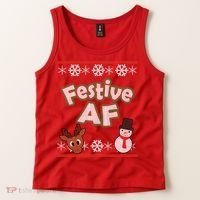 Festive AF Ugly Christmas Sweater Tank Top thumb 2