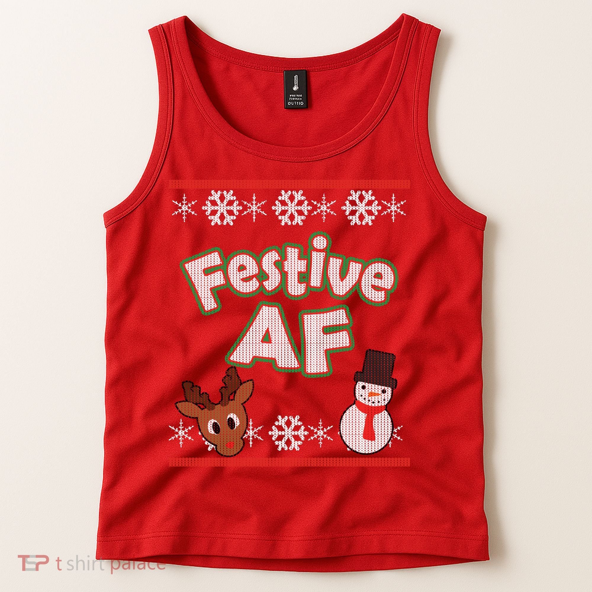 Festive AF Ugly Christmas Sweater Tank Top