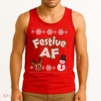 Festive AF Ugly Christmas Sweater Tank Top thumb 3