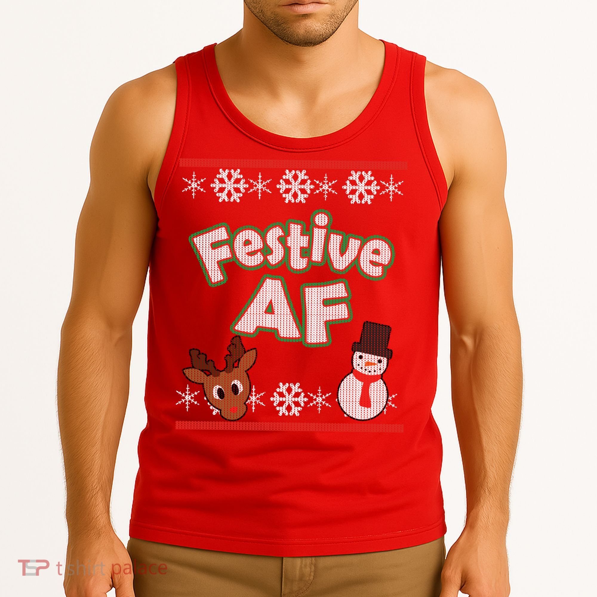 Festive AF Ugly Christmas Sweater Tank Top