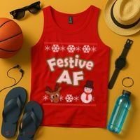 Festive AF Ugly Christmas Sweater Tank Top thumb 4