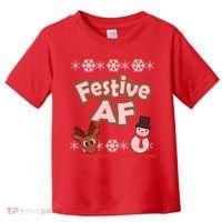 Festive AF Ugly Christmas Sweater Toddler T-Shirt thumb 0