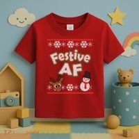 Festive AF Ugly Christmas Sweater Toddler T-Shirt thumb 3