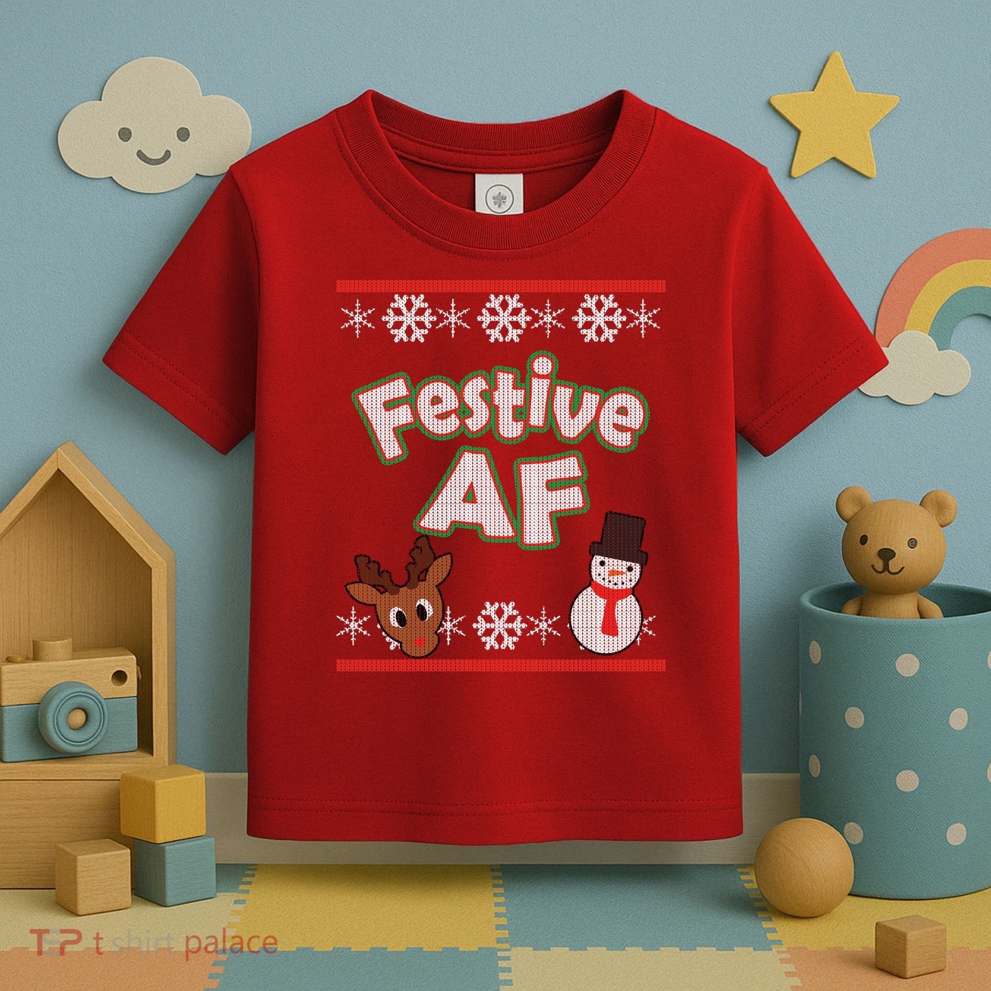 Festive AF Ugly Christmas Sweater Toddler T-Shirt