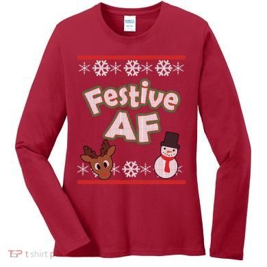 Festive AF Ugly Christmas Sweater Women's Long Sleeve Shirt