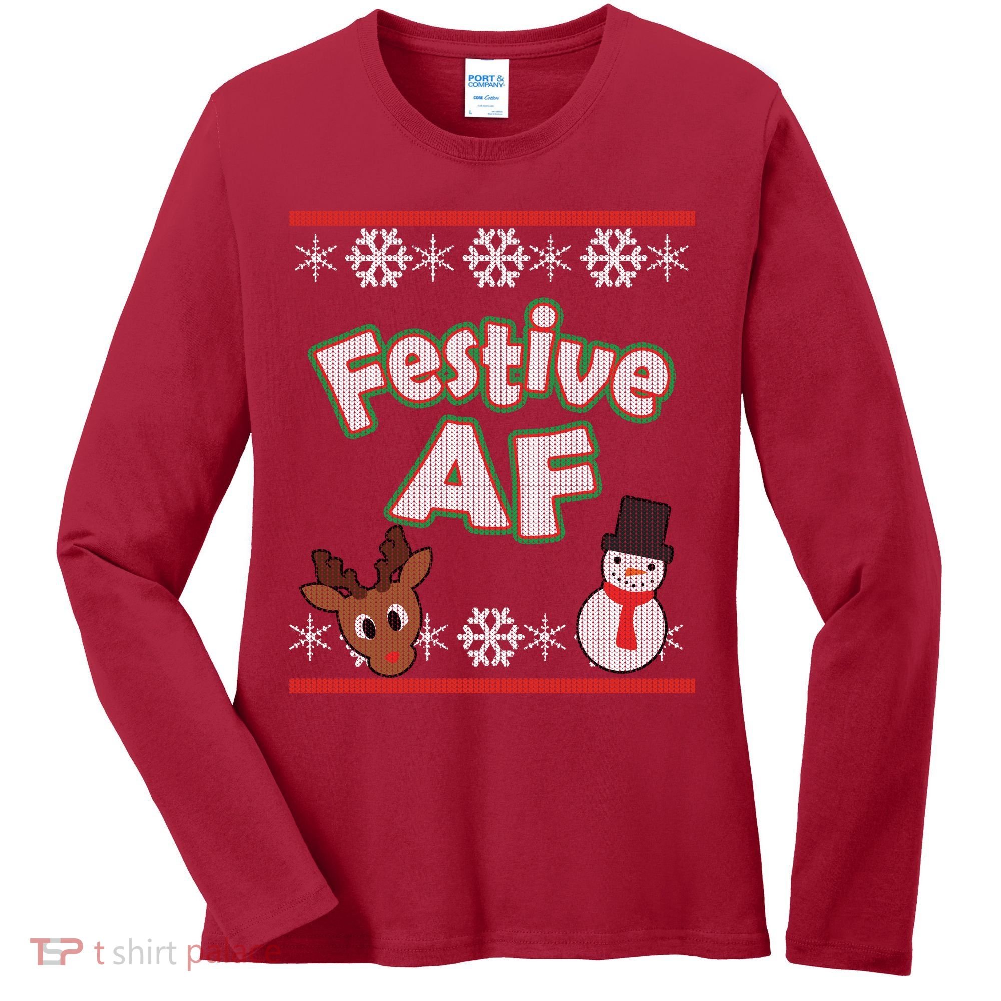 Festive AF Ugly Christmas Sweater Women's Long Sleeve Shirt