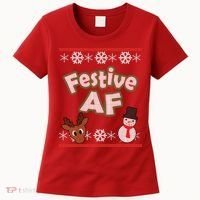 Festive AF Ugly Christmas Sweater Women's T-Shirt thumb 0