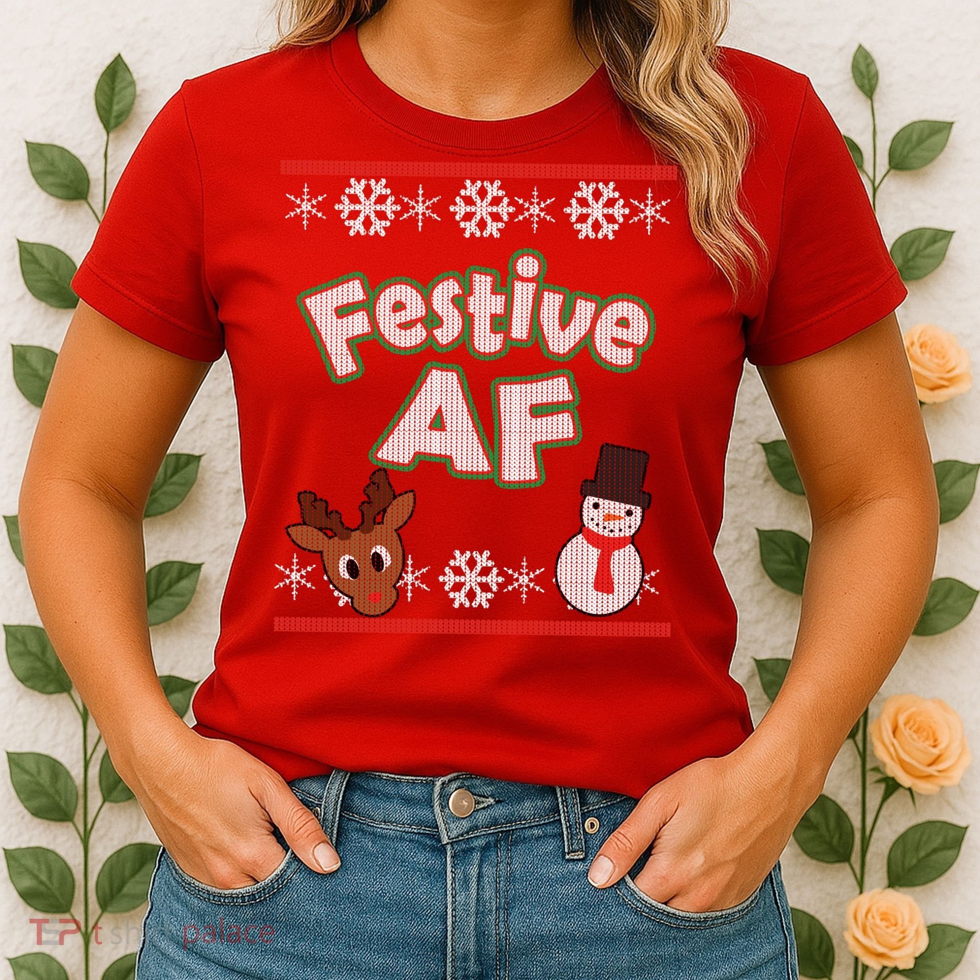 Festive AF Ugly Christmas Sweater Women's T-Shirt
