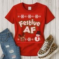 Festive AF Ugly Christmas Sweater Women's T-Shirt thumb 3