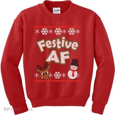 Festive AF Ugly Christmas Sweater Kids Sweatshirt