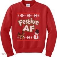 Festive AF Ugly Christmas Sweater Kids Sweatshirt thumb 0
