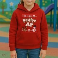 Festive AF Ugly Christmas Sweater Kids Hoodie thumb 3