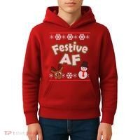 Festive AF Ugly Christmas Sweater Kids Hoodie thumb 4